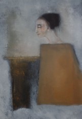 Figura con scialle e paesaggio